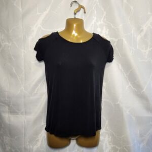 Irelia Lot of 2 Cold Shoulder Short Sleeve Tee Women's L Black‎ & White Casual